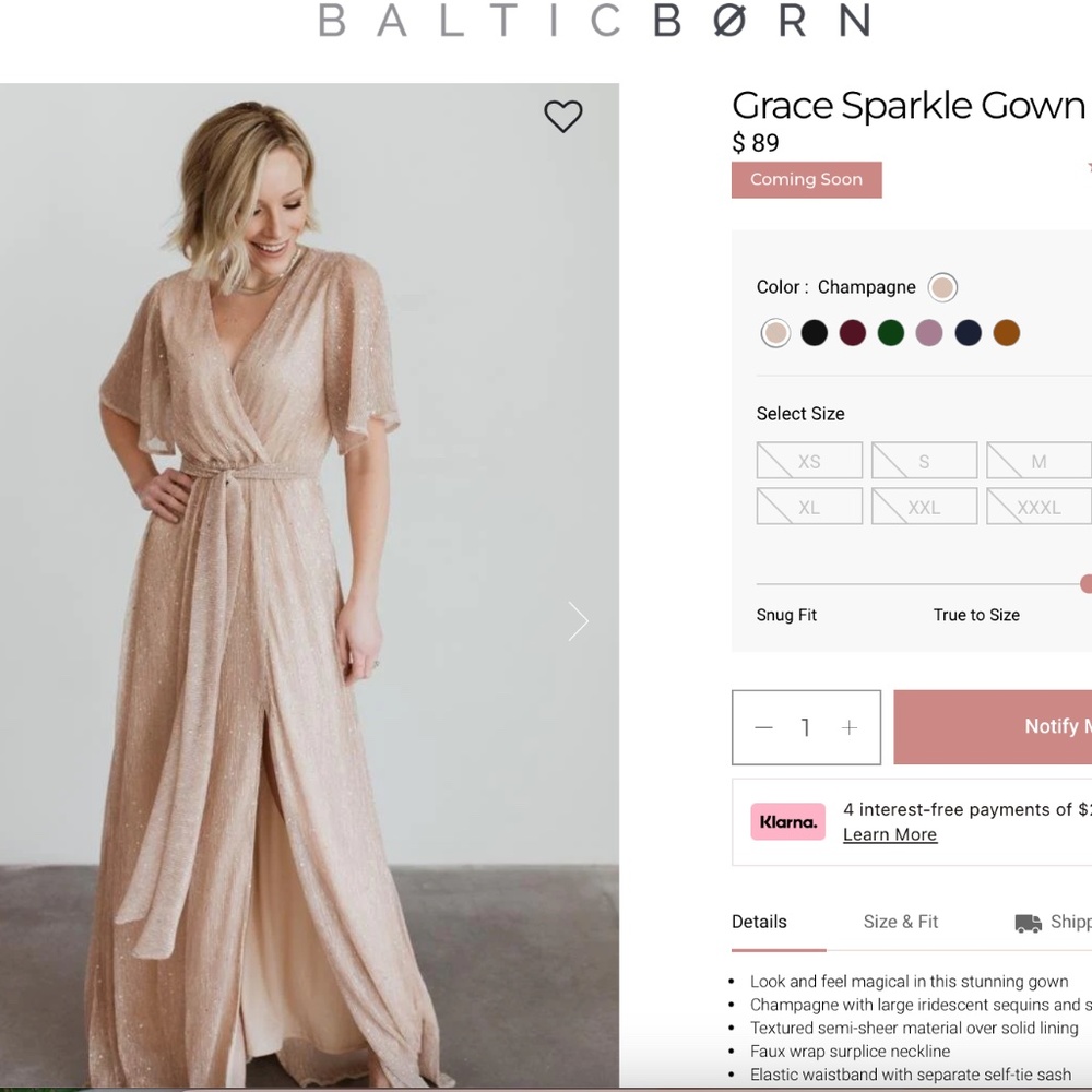 Champagne Grace Sparkle Gown Baltic Born